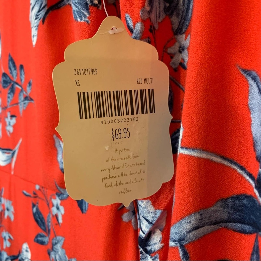 Altar’d State Red floral long sleeve Fit and Flare Dress Womens Size XS - Picture 4 of 12
